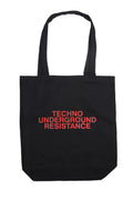 TECHNO UNDERGROUND RESISTANCE BLACK TOTE BAG