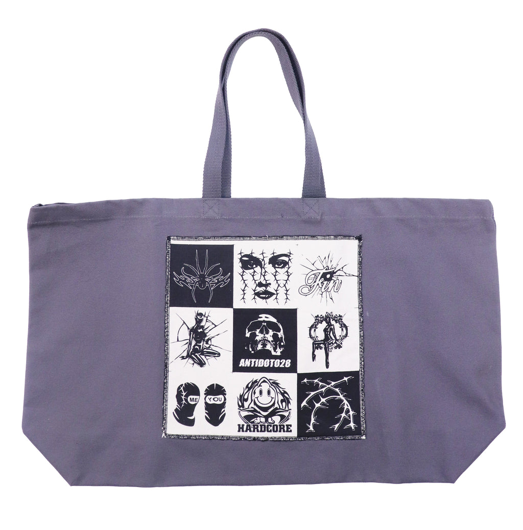 COTTON XXL PATCHED LARGE TOTE BAG