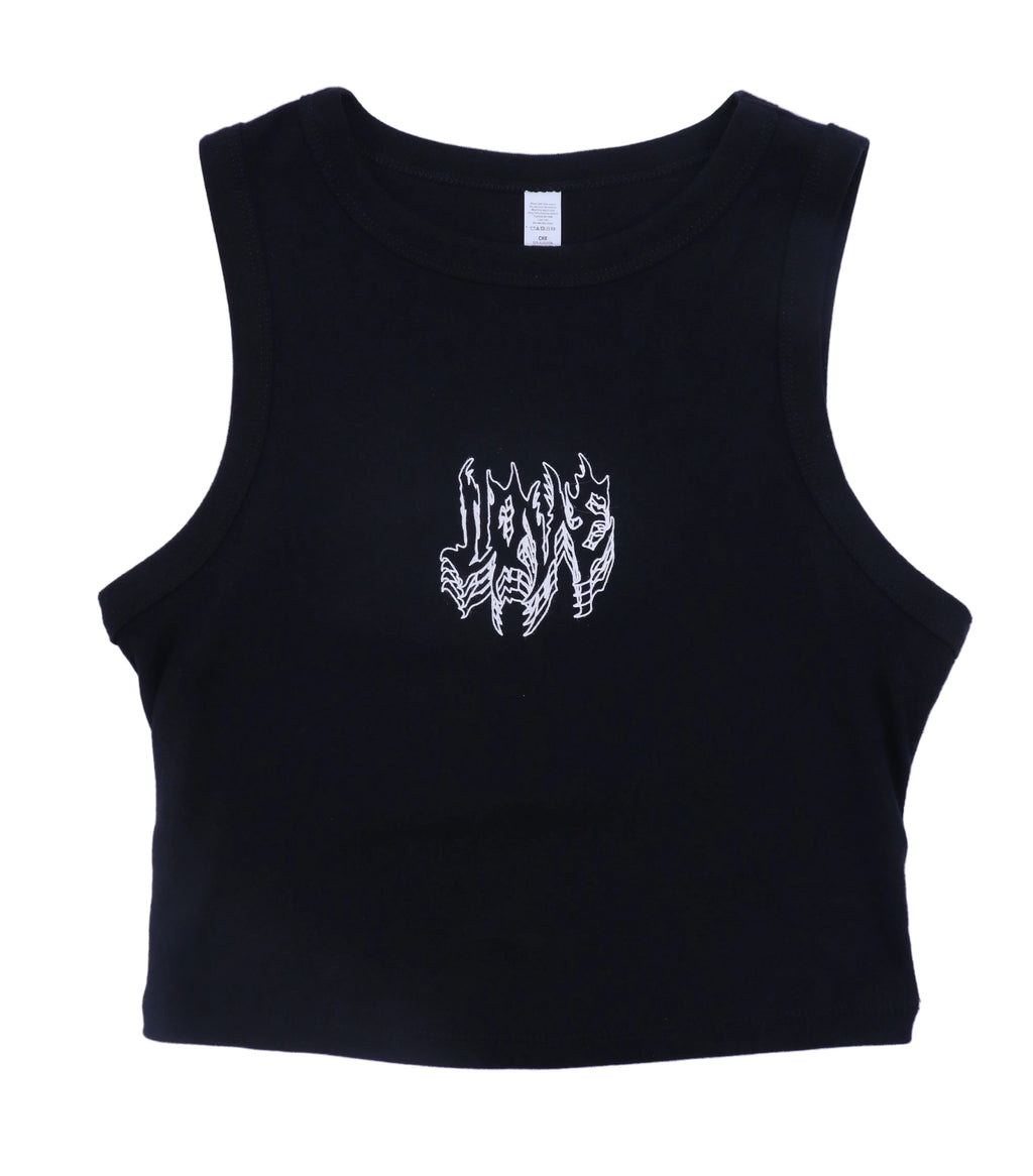 LOVE CROPPED BLACK TANK-TOP
