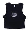 LOVE CROPPED BLACK TANK-TOP