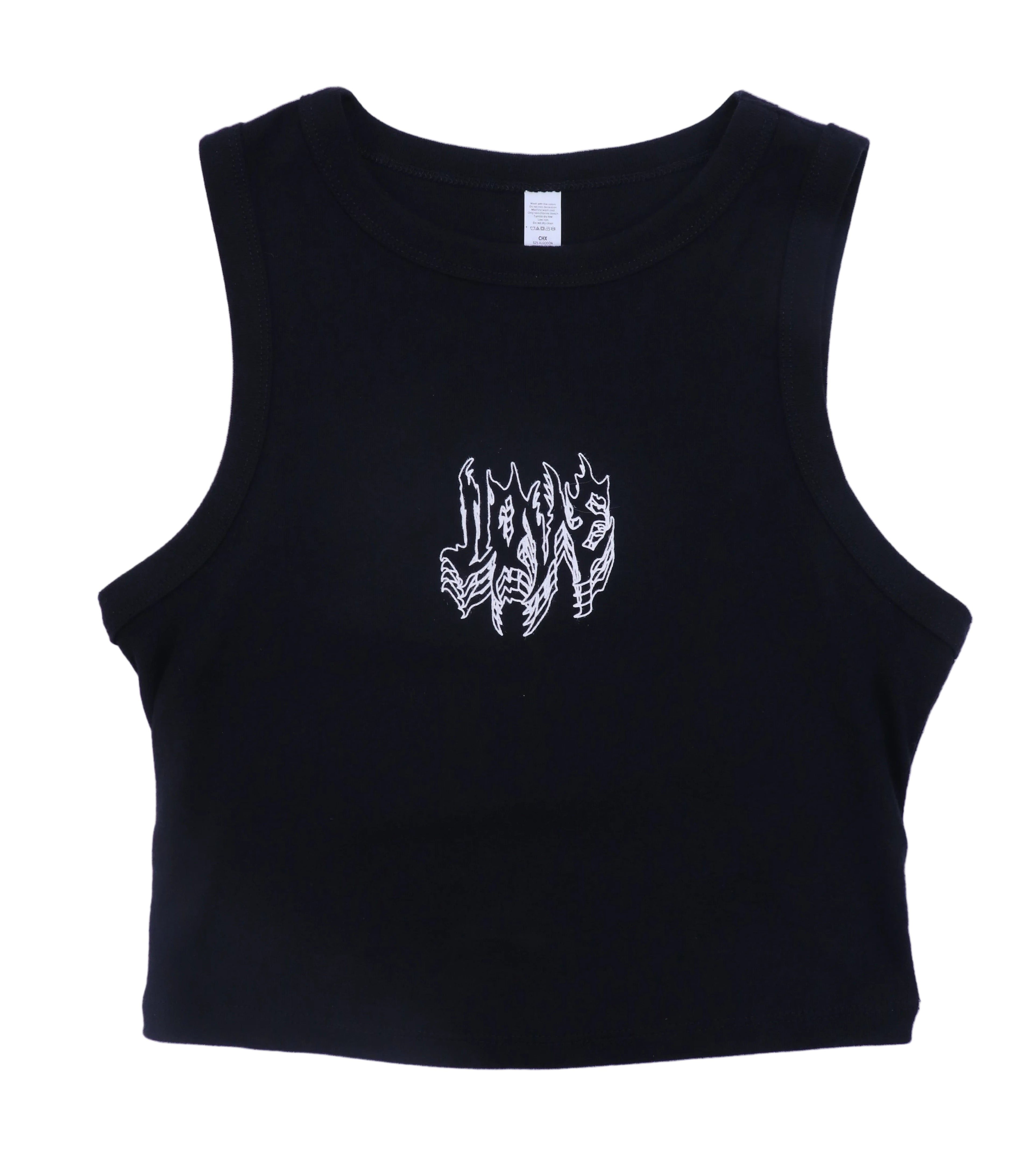 LOVE CROPPED BLACK TANK-TOP