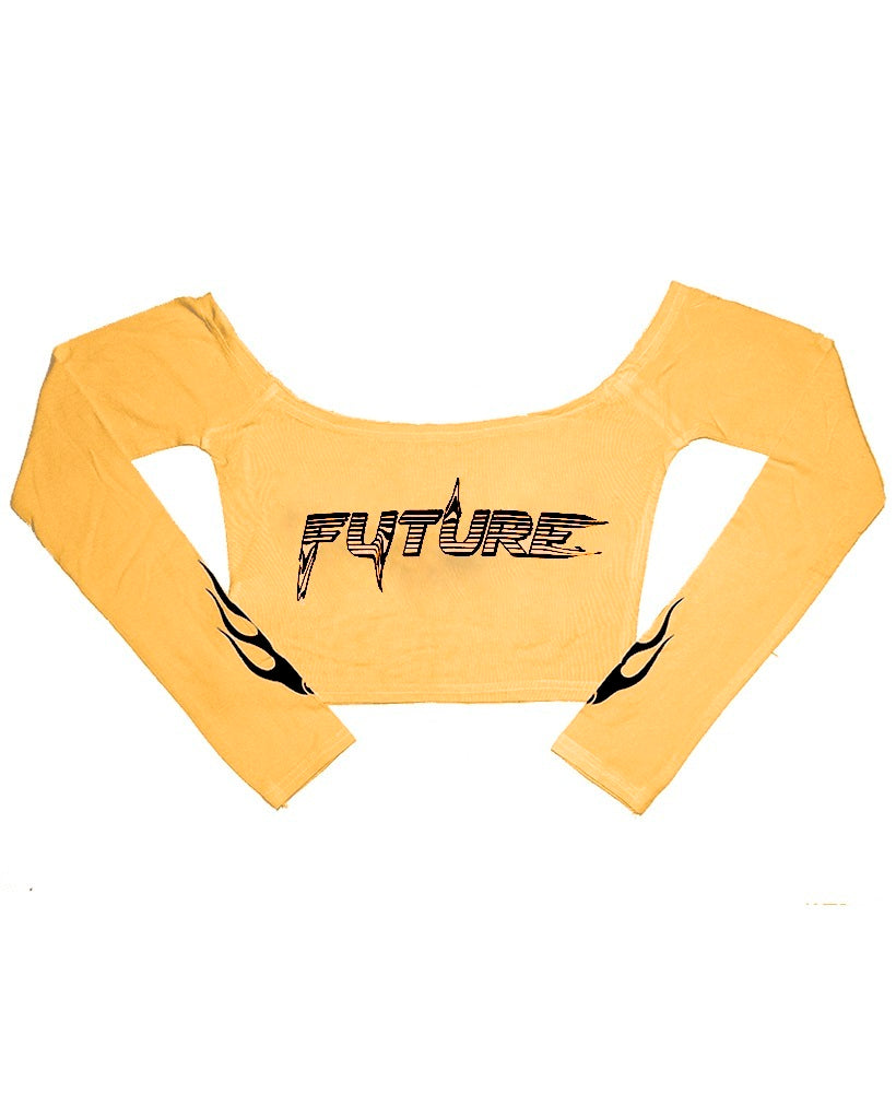 FLAME FUTURE YELLOW CROP TOP