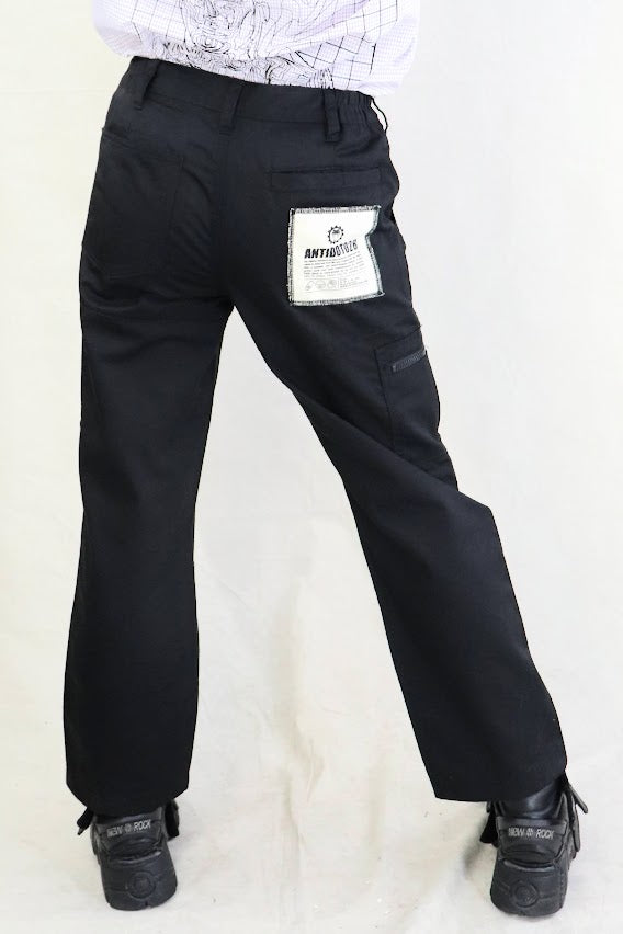 WORKING CLASS BLACK PATCHED CARGO PANTS
