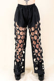 CYBER ATTACK HOLE BLACK PANTS
