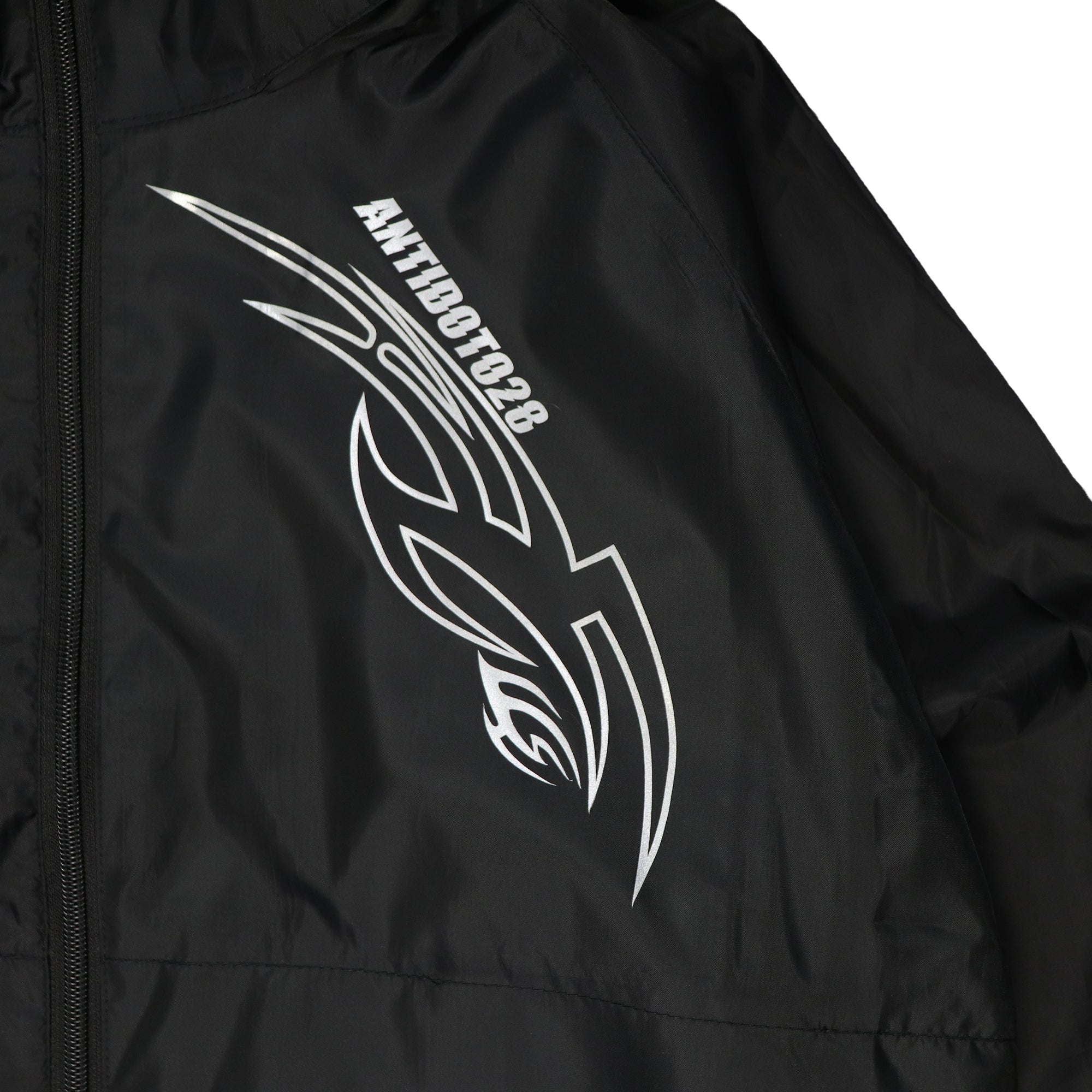 CYBER ATTACK REFLECTIVE BLACK WINDCOAT