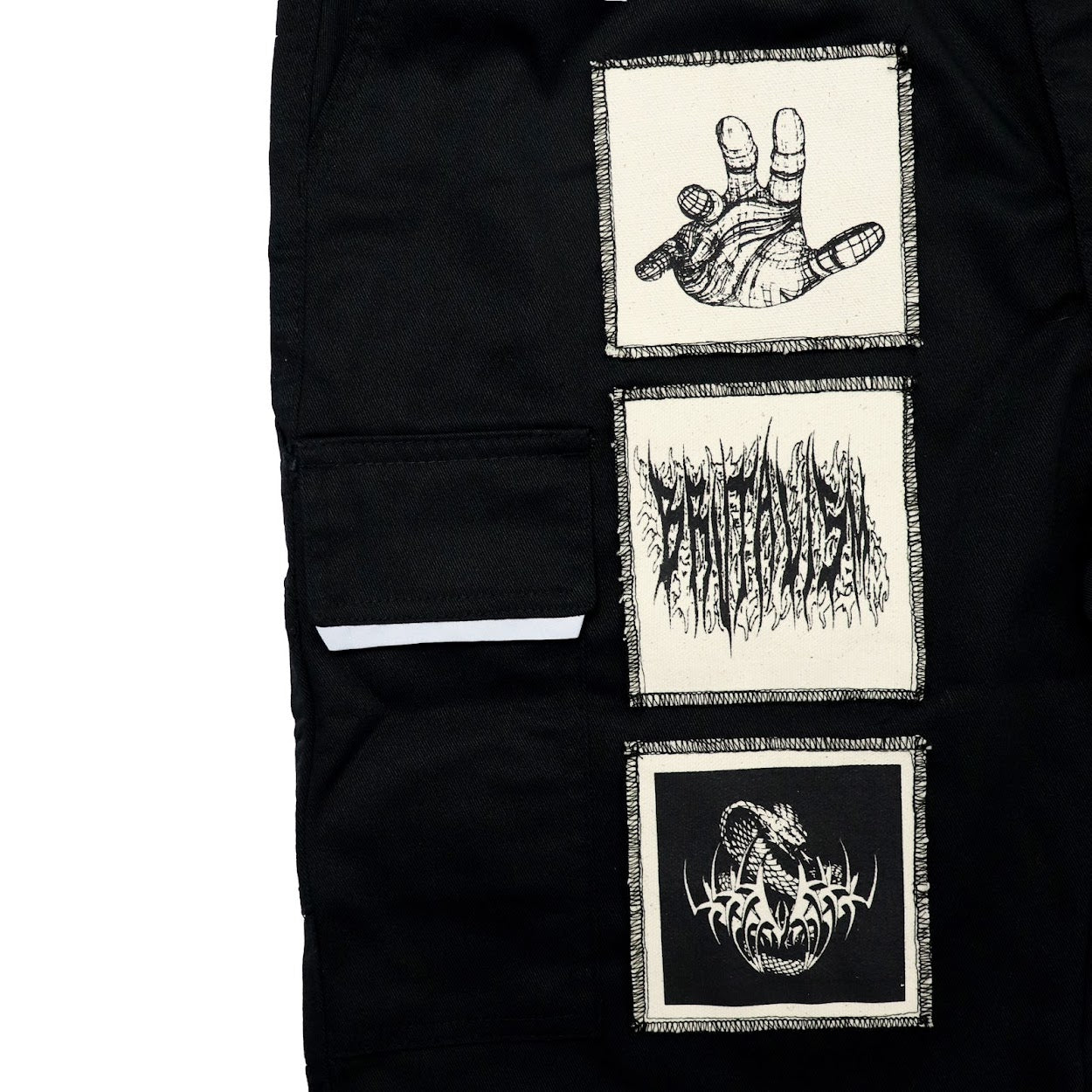 WORKING CLASS BLACK PATCHED TACTICAL SHORTS