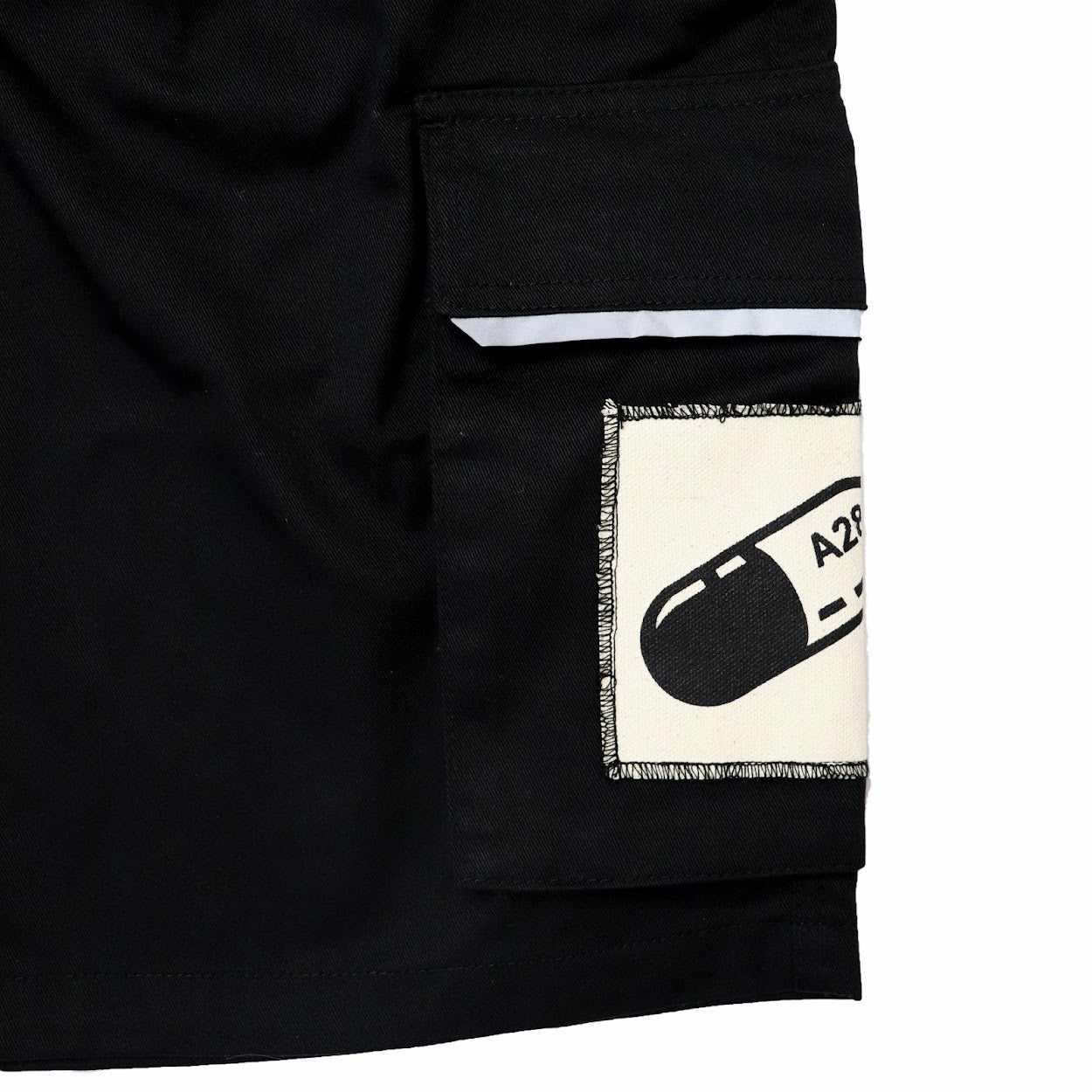 WORKING CLASS BLACK PATCHED TACTICAL SHORTS