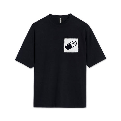WORKING CLASS PILL PATCHED BLACK T-SHIRT