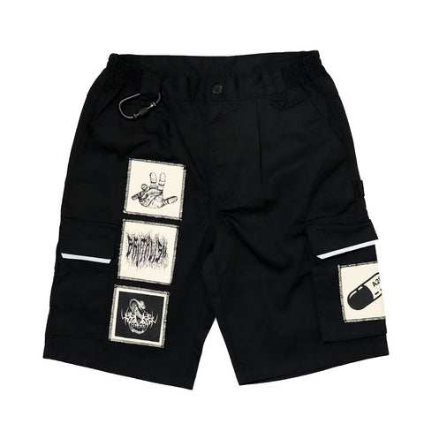 WORKING CLASS BLACK PATCHED TACTICAL SHORTS