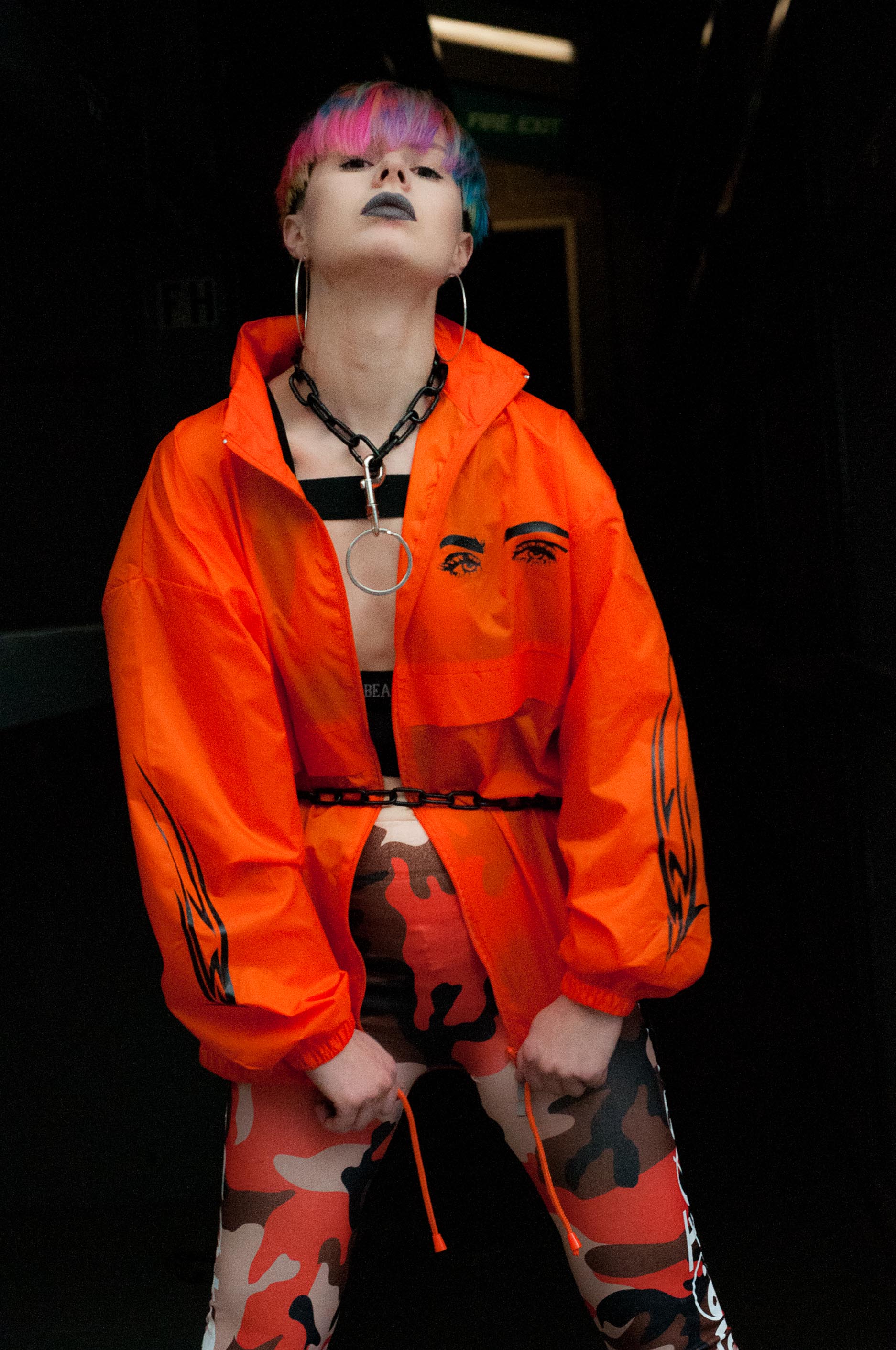 TRIBAL EYES ORANGE WIND COAT