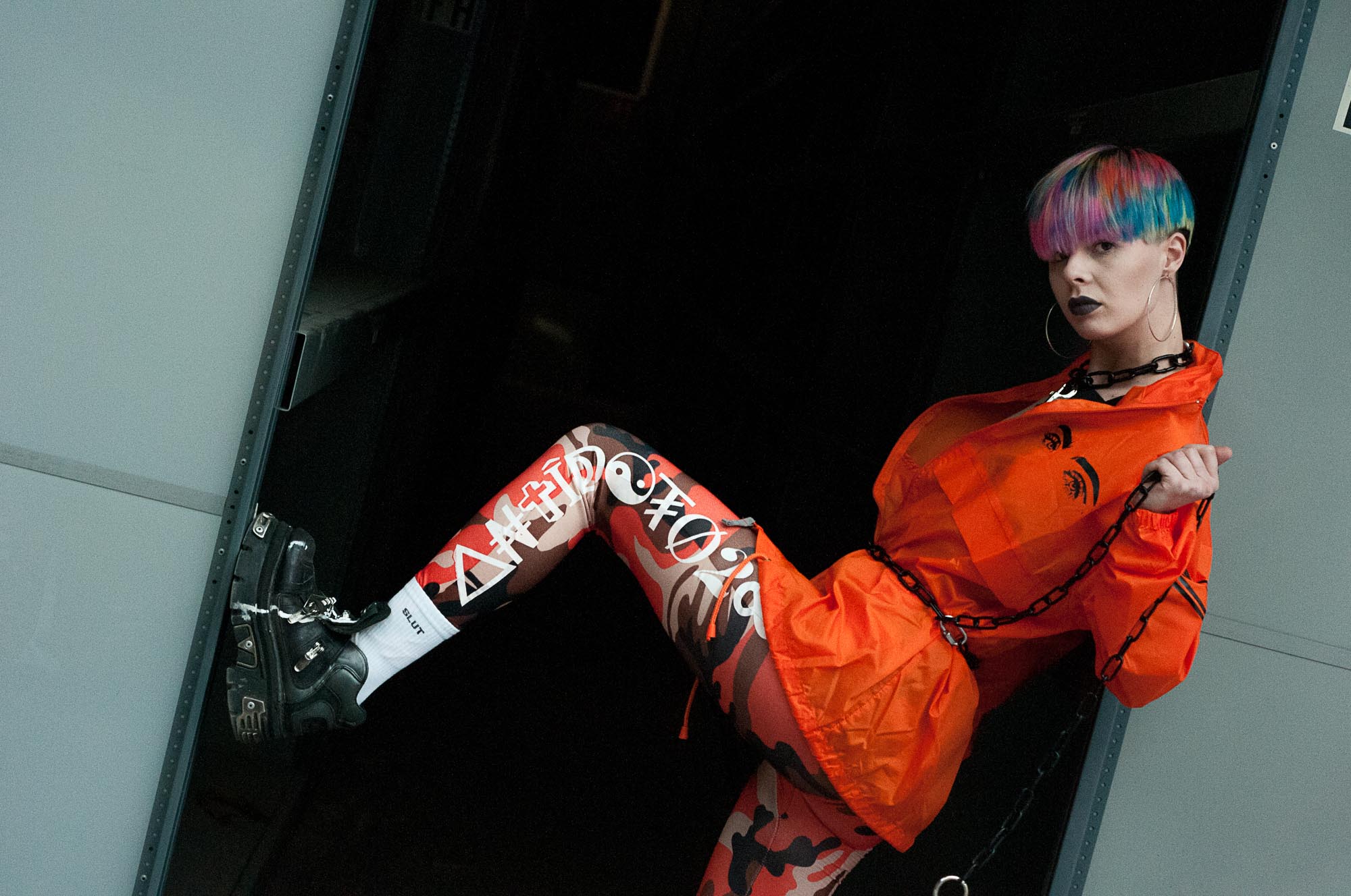 TRIBAL EYES ORANGE WIND COAT