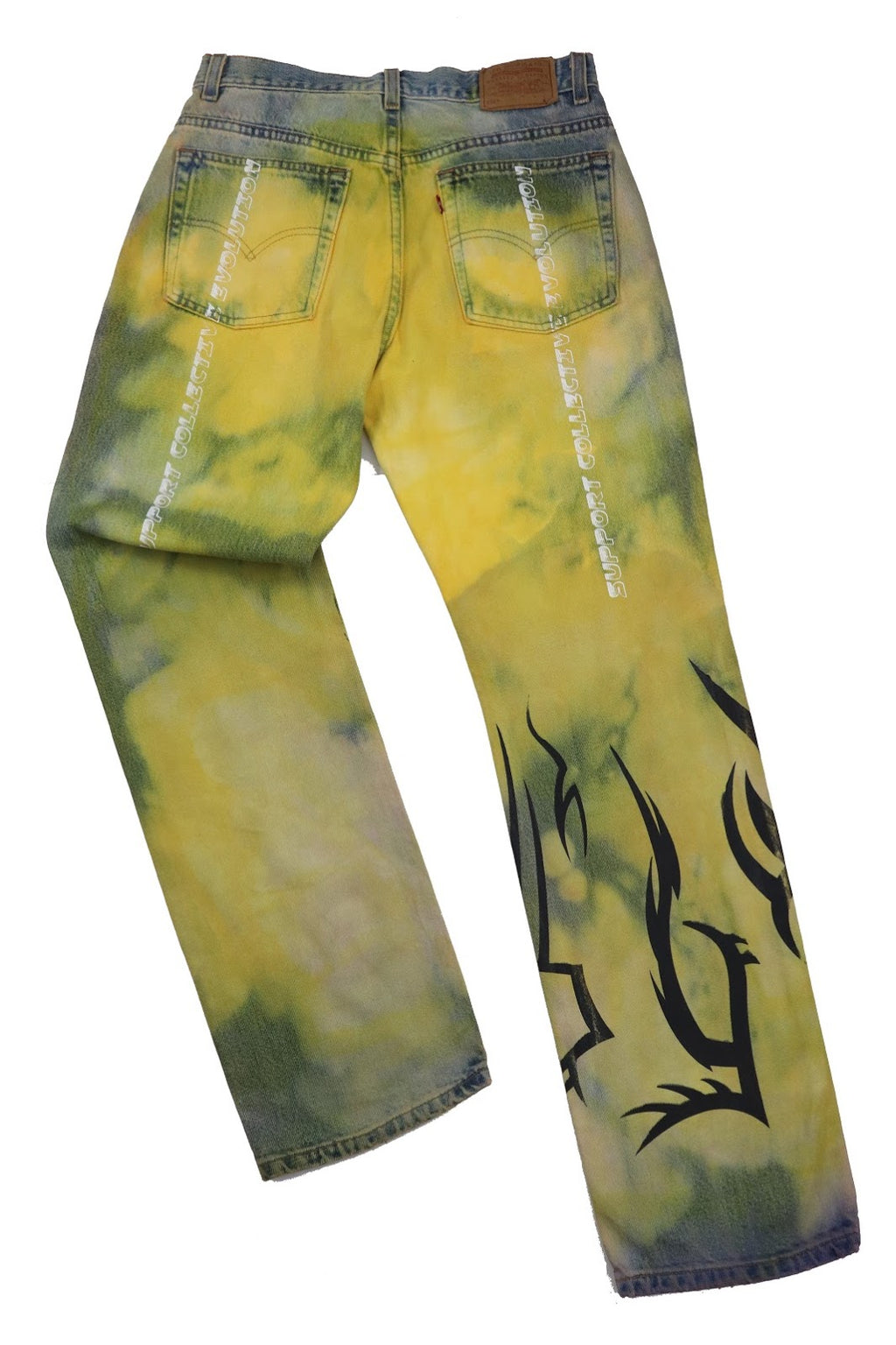 YELLOW TRIBAL SUPPORT CUSTOM JEANS_ LEVI 505