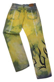 YELLOW TRIBAL SUPPORT CUSTOM JEANS_ LEVI 505
