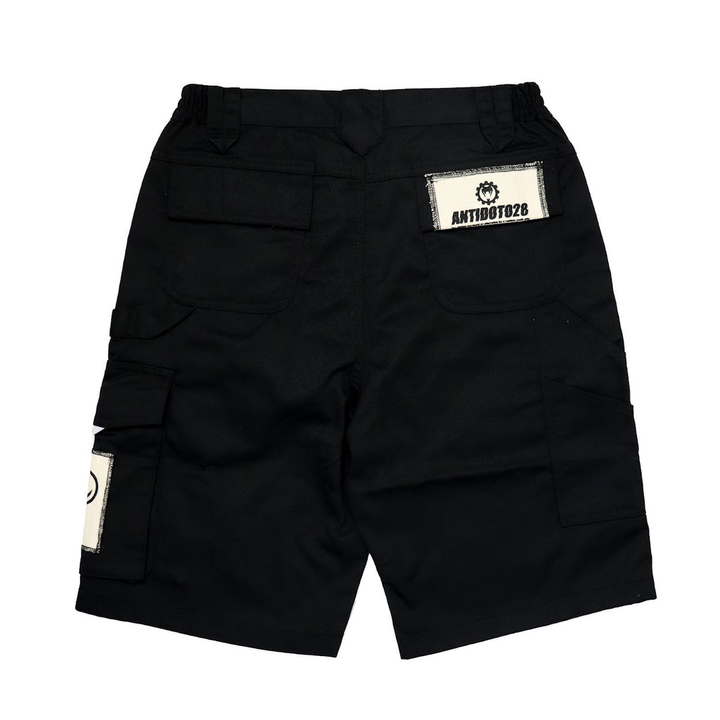 WORKING CLASS BLACK PATCHED TACTICAL SHORTS